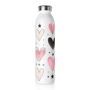 Stars & Hearts Stainless Steel Slim Water Bottle