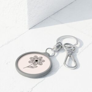 Blush & Black Wildflower Keychain Tag