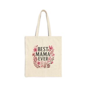 Best Mama Wildflower Canvas Tote Bag
