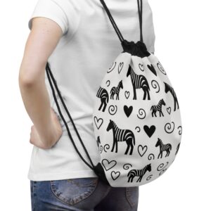 Zebra Love Drawstring Bag