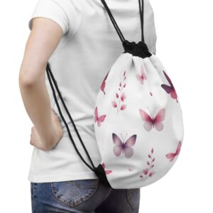 Fuchsia Butterflies Drawstring Bag