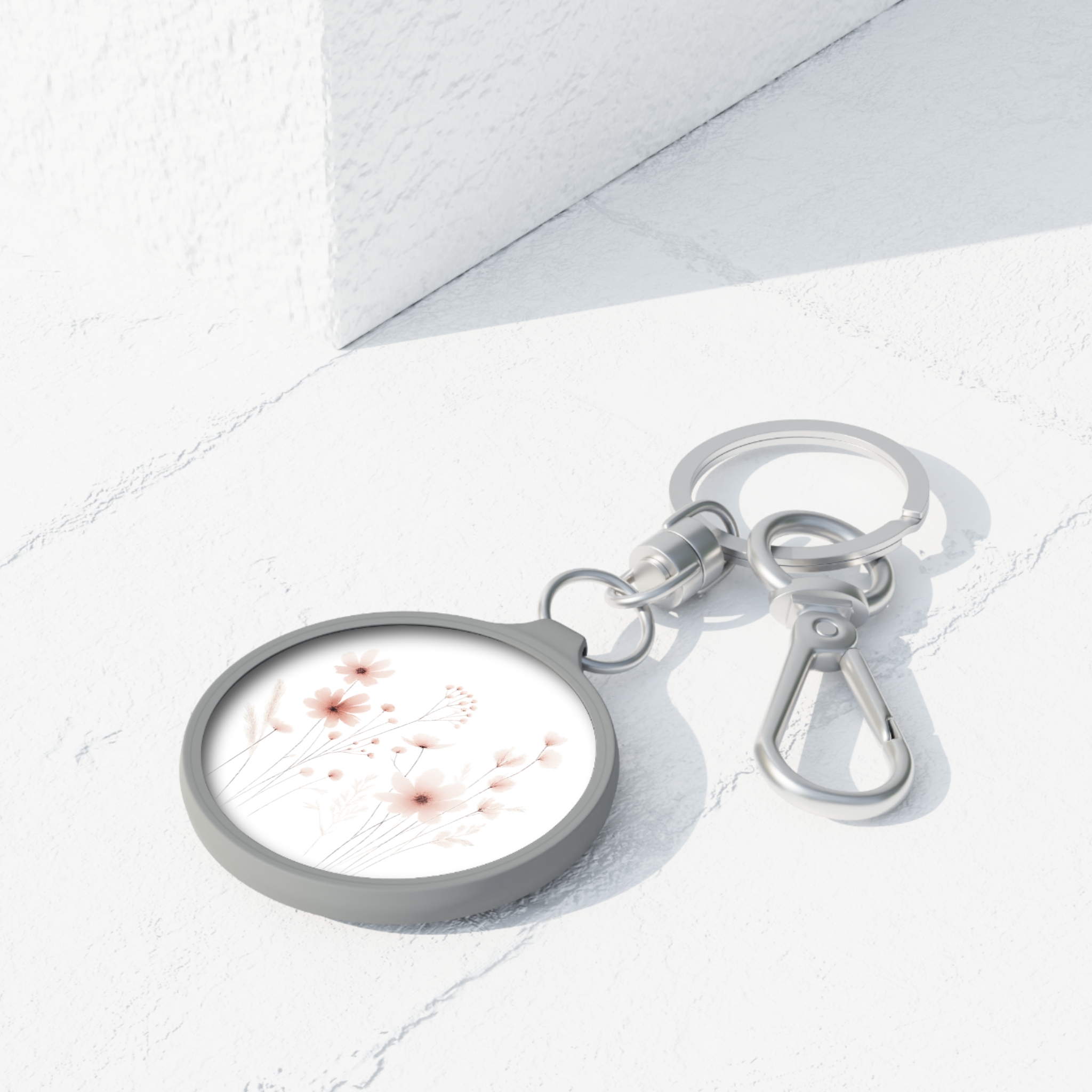 Blush Wildflower Keychain Tag