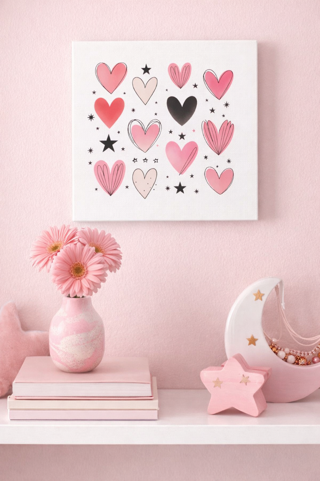 Hearts & Stars Canvas, 0.75″